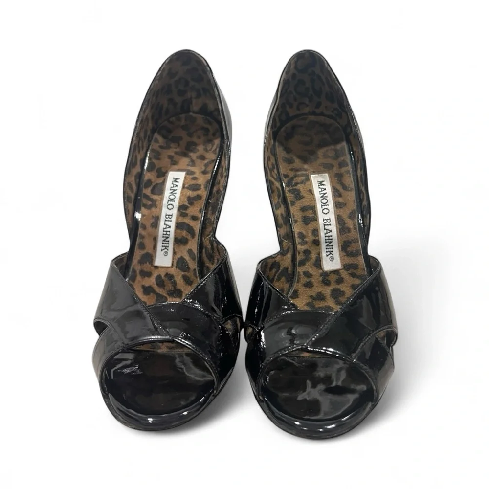 Manolo Blahnik Stiletto Heels Black Patent Leather - Picture 14 of 17